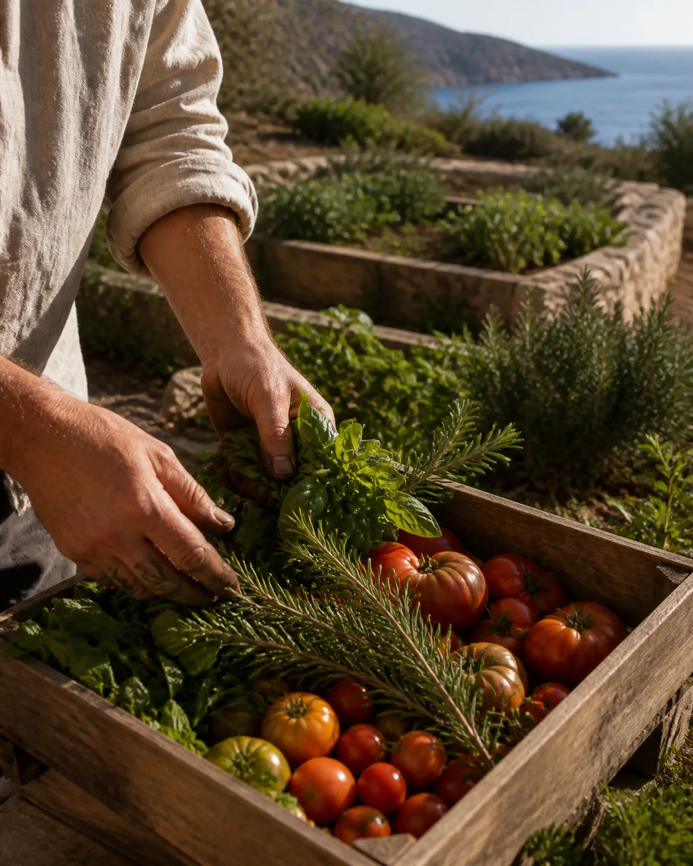 Tomaten und Kräuter aus dem Hotelgarten