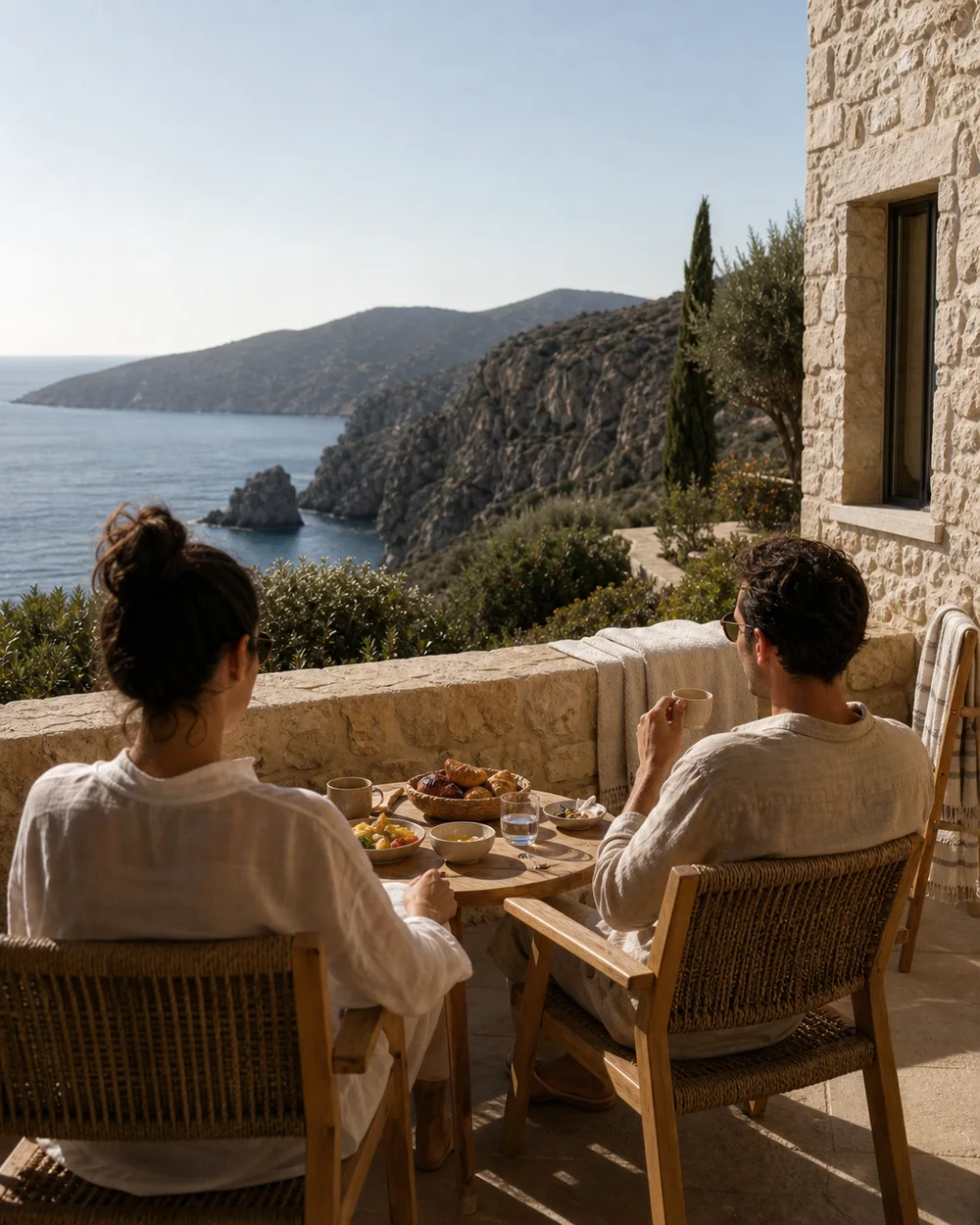 Frühstück für zwei auf der Terrasse von Casa Maestrale